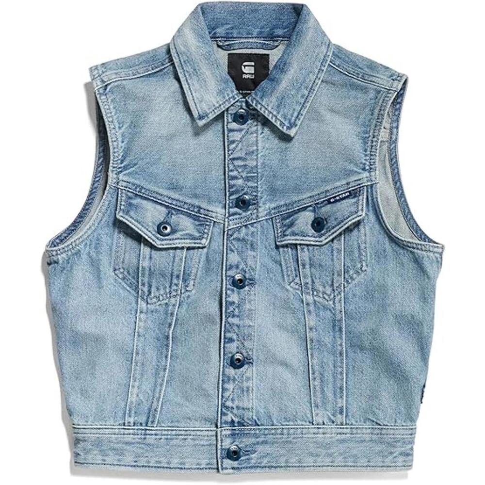 NWT G-Star RAW Women’s Slim Denim Vest Sun Faded Air Force Blue Size Small - Picture 3 of 7